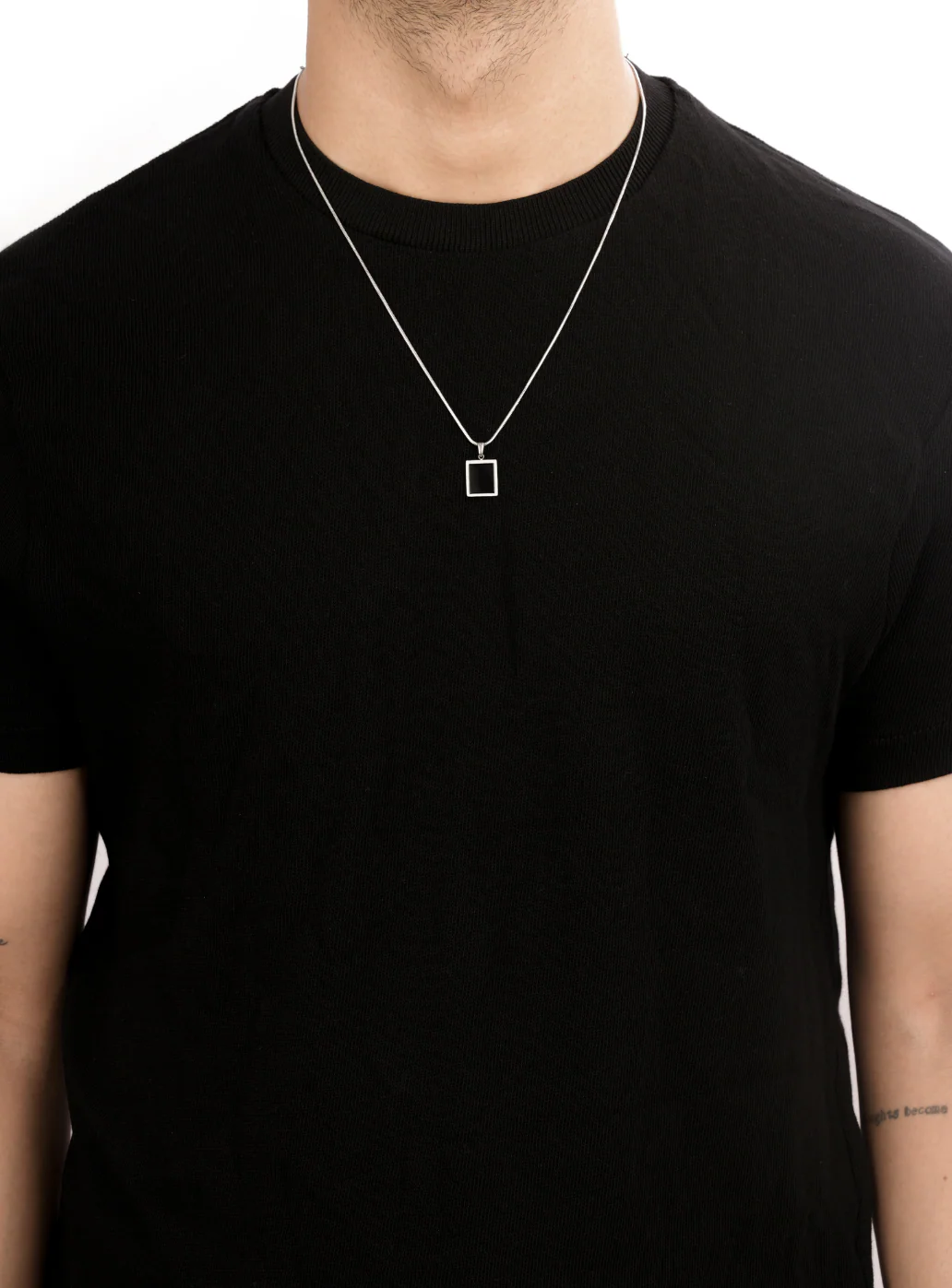 Black Stone Pendant with Chain - Image 3