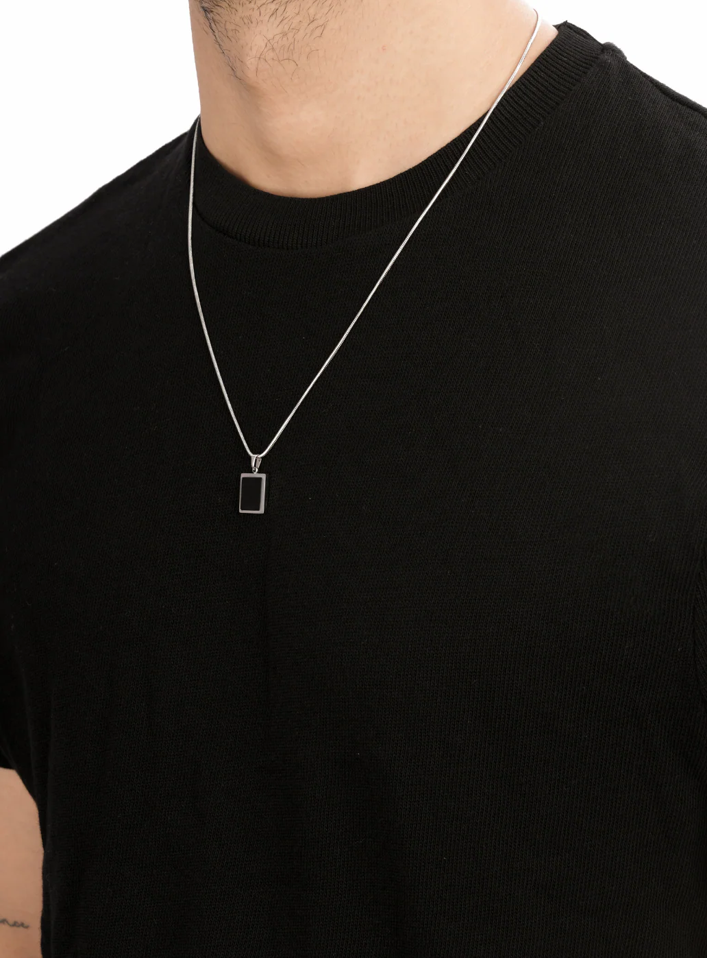Black Stone Pendant with Chain - Image 5